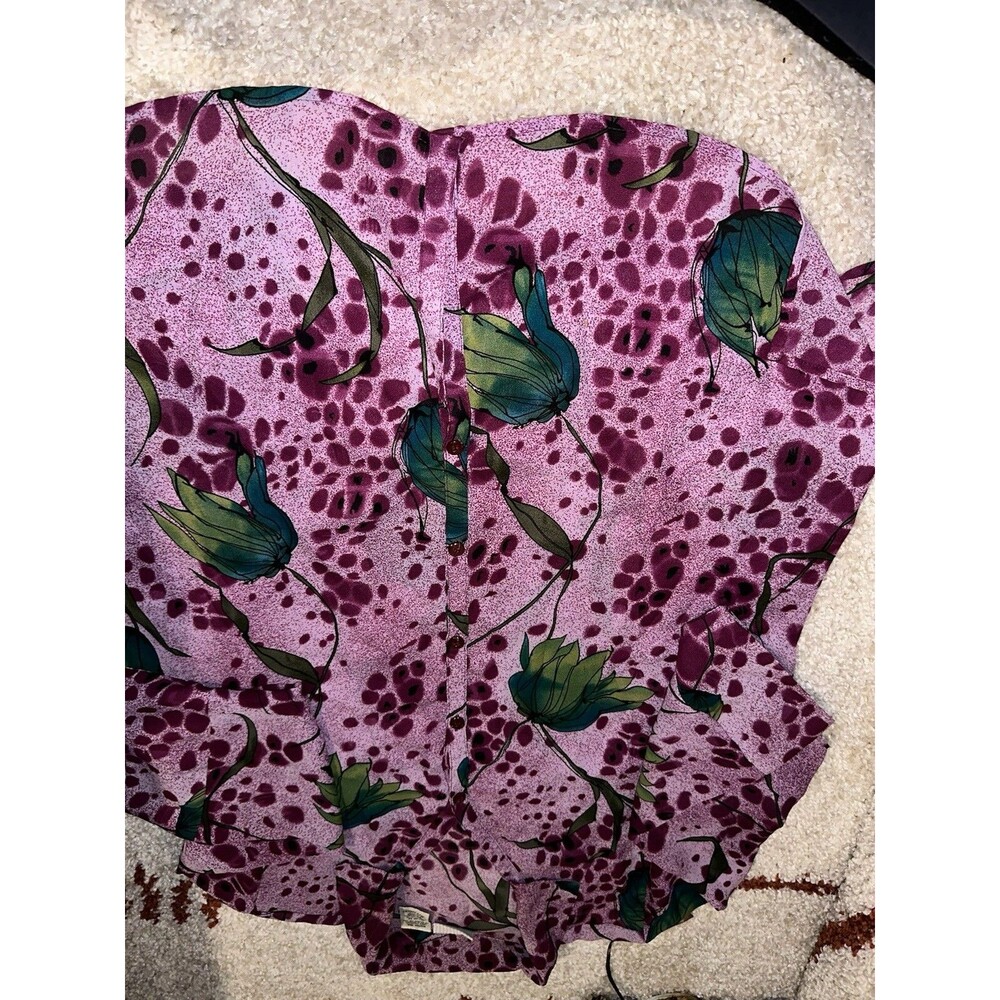 White Stag Womens Blouse Plus 16w Floral 100% Polyester Indonesia Button Down - Picture 7 of 8